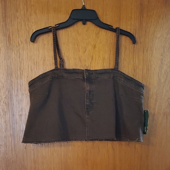 Wild Fable Dk Brown Sleeveless Fitted Crop Tank Top Large - Picture 3 of 9